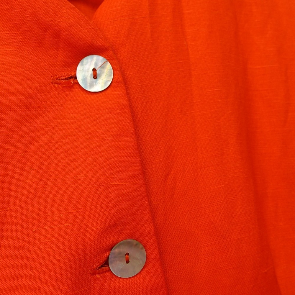 Vintage European Linen Shift Dress Womens XL 18 Burnt Orange Button Front LINANE - Picture 13 of 15